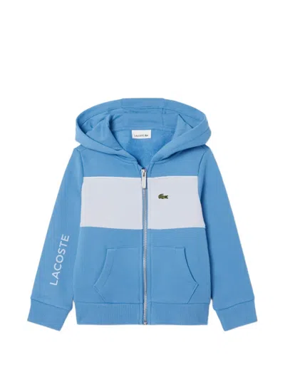 Lacoste Kids' Colour-block Logo-patch Hoodie In Blue