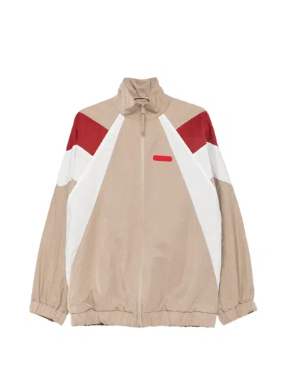 Lacoste Colour-block Logo-patch Jacket In Neutral