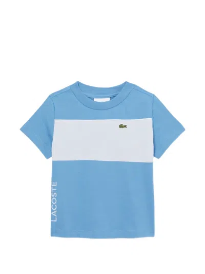 Lacoste Kids' Colour-block Logo-patch T-shirt In Blue