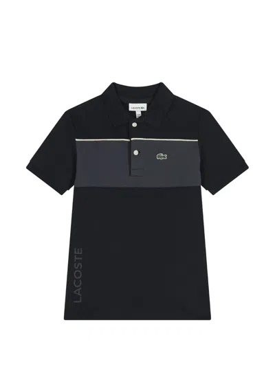 Lacoste Kids' Colour-block Polo Shirt In Black