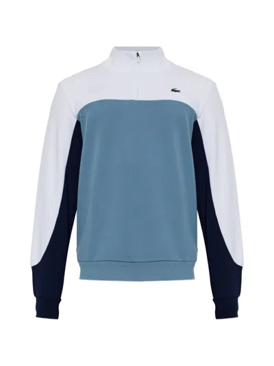 Lacoste Colour-block Quarter-zip Sport Sweatshirt In Blue