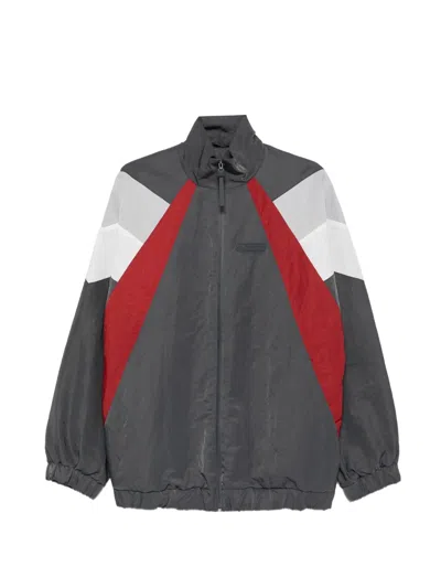 Lacoste Colour-block Zip-up Jacket In Gray