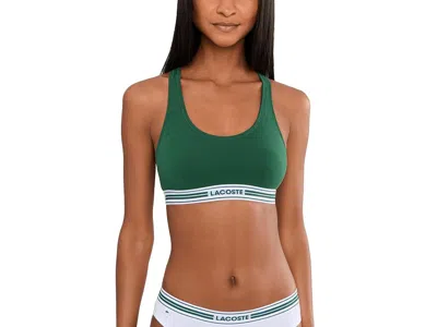 Lacoste Contrast Band Stretch Cotton Bralette Women's Bra Vert: Sm In Green