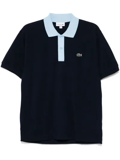 Lacoste Contrast Collar Polo Shirt In Blue