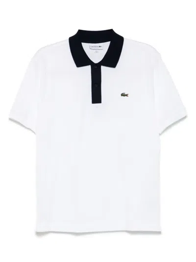 Lacoste Contrast Collar Polo Shirt In White