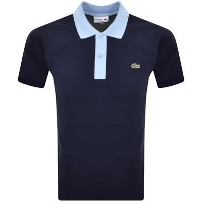 Lacoste Contrast Collar Polo T Shirt Navy In Blue