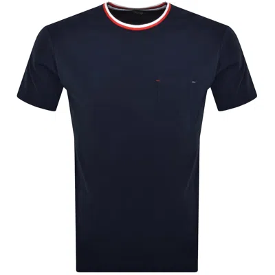 Lacoste Contrast Neck T Shirt Navy In Blue