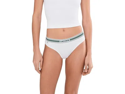 Lacoste Contrast Waist Stretch Cotton Briefs In White