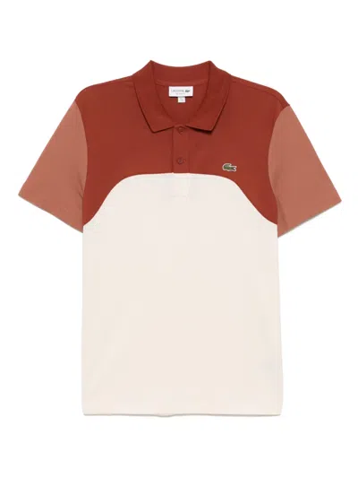 Lacoste Contrasting Cuffs Polo Shirt In Red