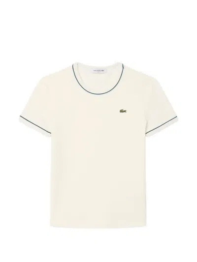 Lacoste Contrast-trim Jersey T-shirt In White