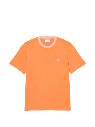 Lacoste Contrast-trim T-shirt In Orange