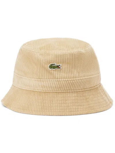 Lacoste Corduroy Bucket Hat In Neutrals