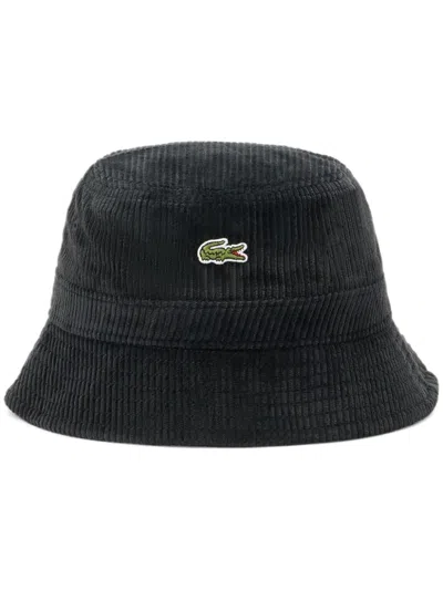 Lacoste Corduroy Bucket Hat In Schwarz