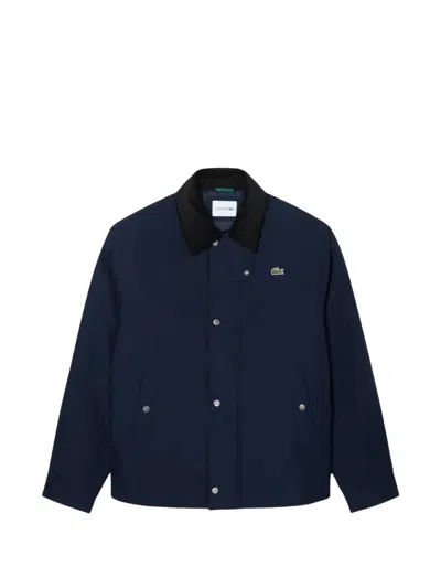 Lacoste Corduroy Collar Cotton Jacket In Brown