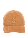 Lacoste Corduroy Logo Cap In Brown