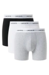 Lacoste Core Essentials Assorted 3-pack Stretch Cotton Boxer Briefs In Black
