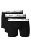 Lacoste Core Essentials Assorted 3-pack Stretch Cotton Boxer Briefs In Black