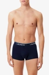 Lacoste Core Essentials Assorted 3-pack Stretch Cotton Boxer Briefs In Blue