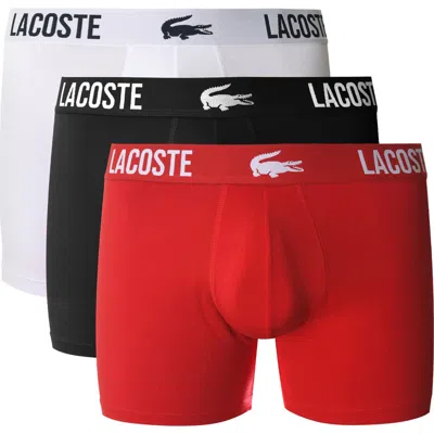 Lacoste Core Essentials Assorted 3-pack Stretch Cotton Boxer Briefs In Multi