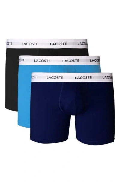 Lacoste Core Essentials Assorted 3-pack Stretch Cotton Boxer Briefs In Multi