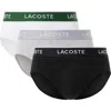 Lacoste Core Essentials Assorted 3-pack Stretch Cotton Briefs In Multi