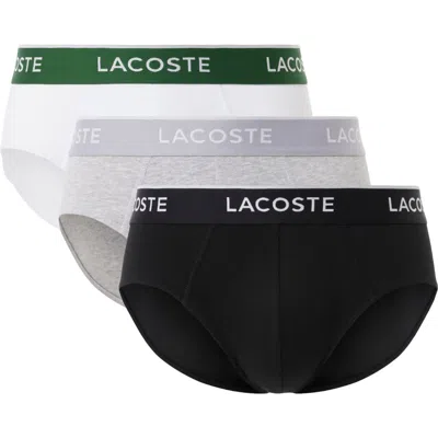 Lacoste Core Essentials Assorted 3-pack Stretch Cotton Briefs In Multi