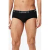 Lacoste Core Essentials Assorted 3-pack Stretch Cotton Briefs In Black