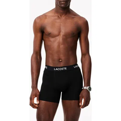 Lacoste Core Essentials Assorted 5-pack Stretch Cotton Boxer Briefs In Black
