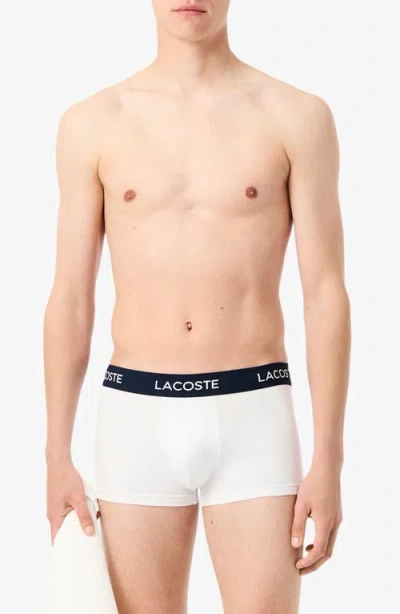 Lacoste Core Essentials Stretch Cotton Boxer Briefs In White