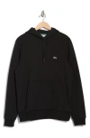 Lacoste Cotton Blend Fleece Pullover Hoodie In Black