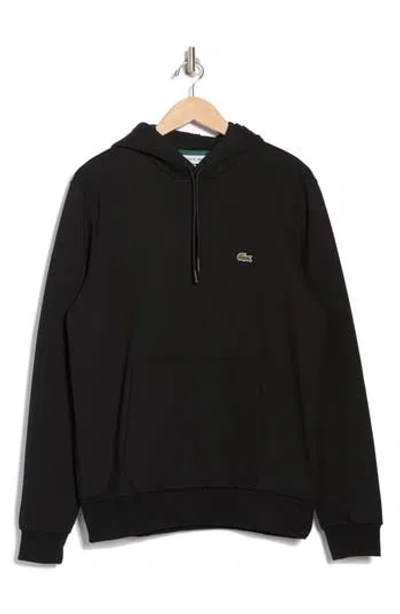 Lacoste Cotton Blend Fleece Pullover Hoodie In Black