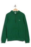 Lacoste Cotton Blend Fleece Pullover Hoodie In Green
