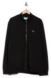 Lacoste Cotton Blend Fleece Zip Sweatshirt In Black