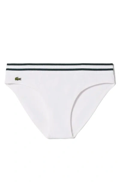 Lacoste Cotton Blend Rib Briefs In White