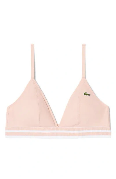 Lacoste Cotton Blend Rib Triangle Bralette In Animal Print