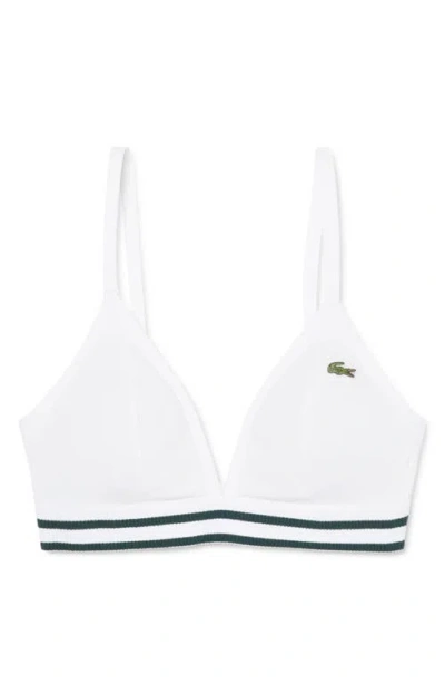 Lacoste Cotton Blend Rib Triangle Bralette In White