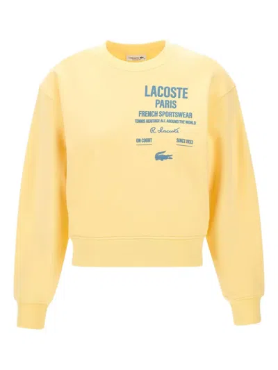 Lacoste Women's Oversized Pleated Print Sweatshirt - 38 In Yellow
