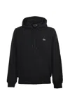 Lacoste Cotton Blend Sweatshirt With Adjustable Hood In Black