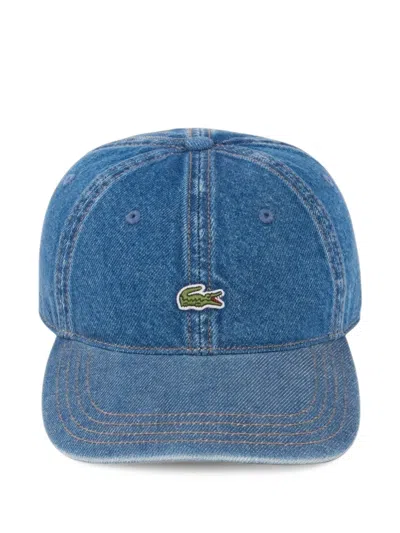Lacoste Cotton Denim Cap In Blue