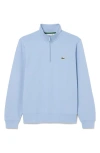 Lacoste Cotton Fleece Half Zip Pullover In Blue