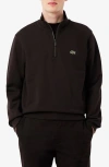 Lacoste Cotton Fleece Half Zip Pullover In Brown