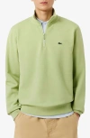 Lacoste Cotton Fleece Half Zip Pullover In Brown