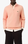 Lacoste Cotton Fleece Half Zip Pullover In Pink