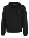 Lacoste Cotton Blend Sweatshirt With Adjustable Hood In Black