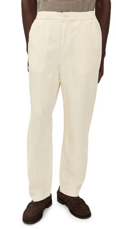 Lacoste Cotton Linen Trousers Naturel Clair In White