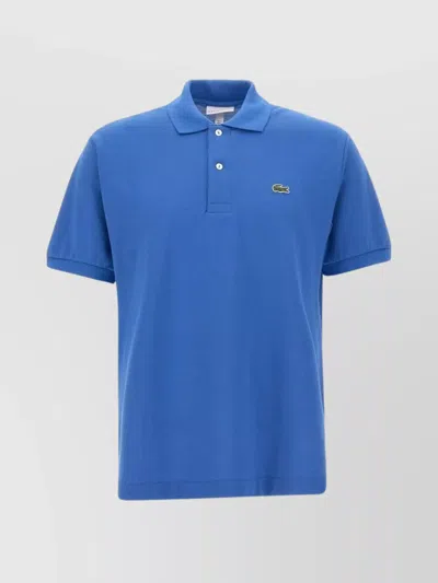 LACOSTE COTTON PIQUET POLO SHIRT WITH RIBBED HEMS