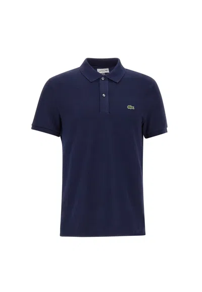 Lacoste Cotton Polo Shirt In Blu