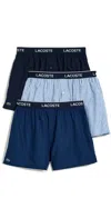 Lacoste Cotton Poplin Boxers 3 Pack Multi In Multi