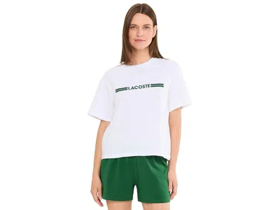 Lacoste Cotton Pyjama Sets Women's Pajama Sets White/green: Xs In Gray