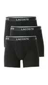 Lacoste Cotton Stretch Jersey Boxer Briefs 3 Pack Black In Black